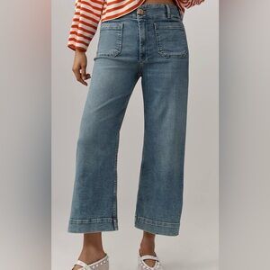 The Colette Crop High-Rise Wide-Leg Jeans by Maeve